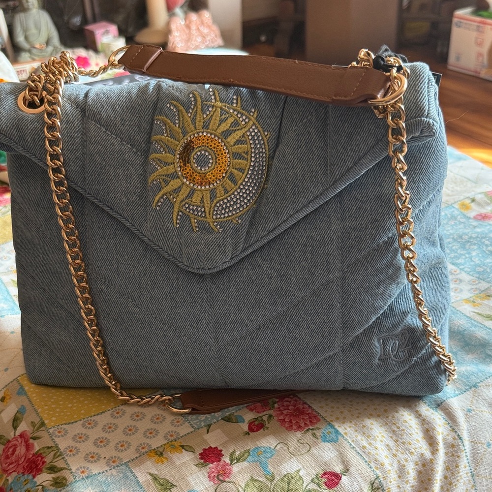 DG2 by Diane Gilman Light Blue Jean Quilted Shoulder Bag